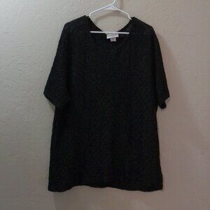 Vintage 90s Donna Moda Black Textured Knit Top | Made in USA | Size 3X |